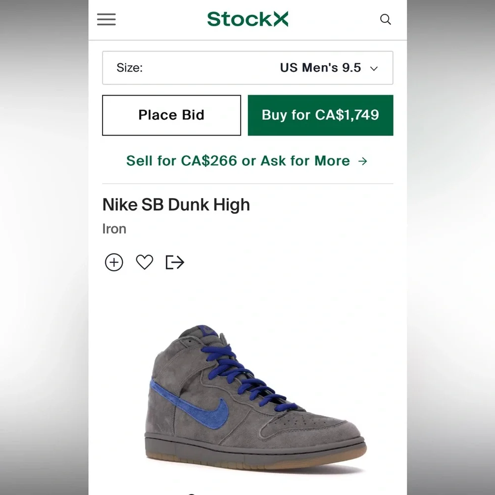 🔥🏋🏻‍♂️ VTG 2003 NIKE DUNK SB HIGH “IRON” Blue/Grey Suede Men’s 9.5 🏋🏻‍♂️🔥 - Picture 6 of 6